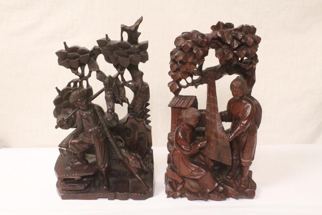 2 pieces Chinese wood carved plaques (1 of 10)