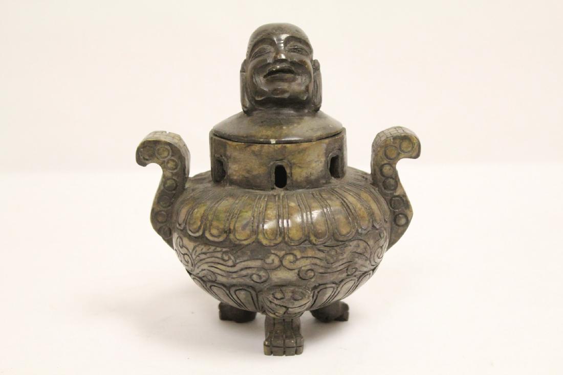 Chinese jade carved covered censer with figure motif (1 of 10)