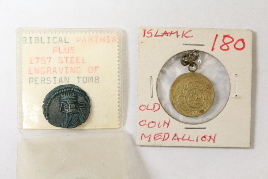 2 antique Persian coins; including one gold coin (1 of 10)