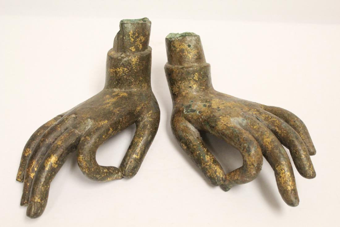 Pair Chinese gilt bronze Buddha's hands (1 of 10)