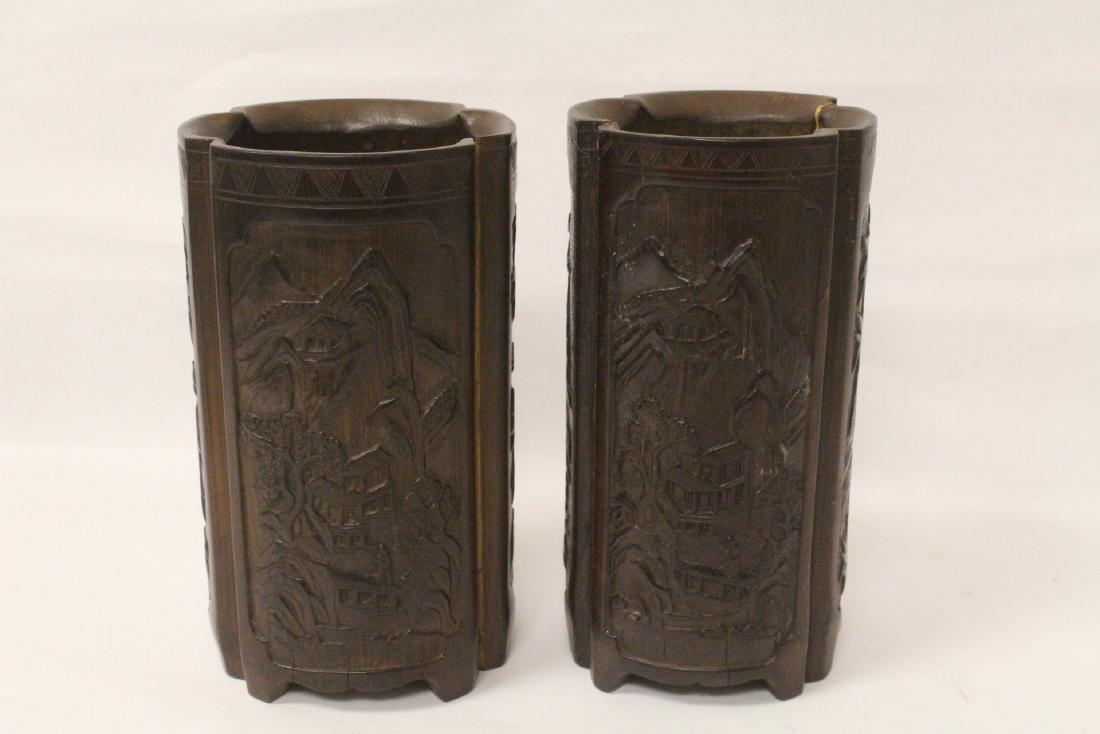Pair Chinese vintage bamboo brush holders (1 of 10)