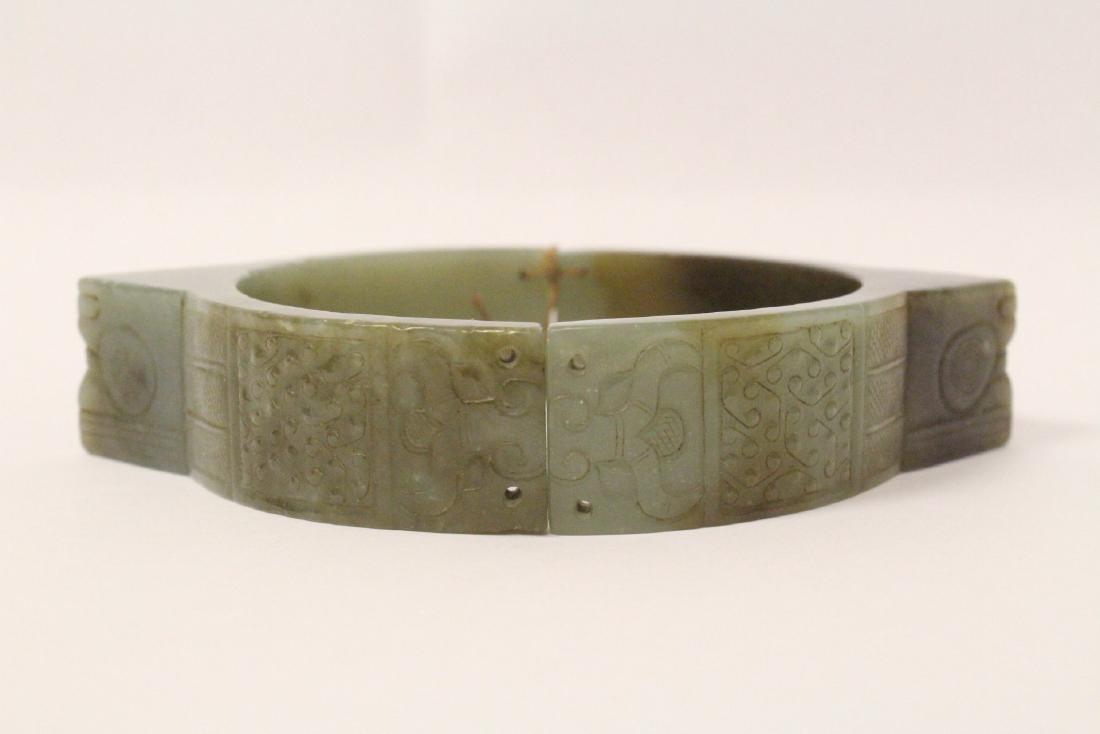 Chinese celadon jade carved bangle bracelet (1 of 10)