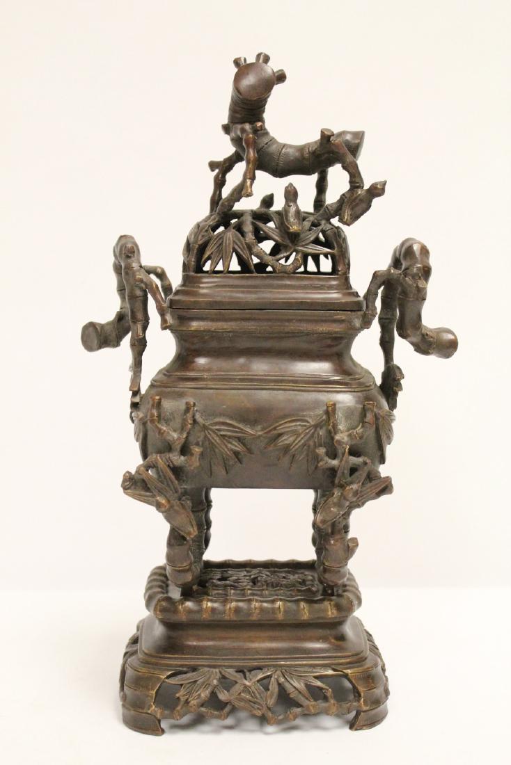 Chinese bronze censer with bronze stand (1 of 10)