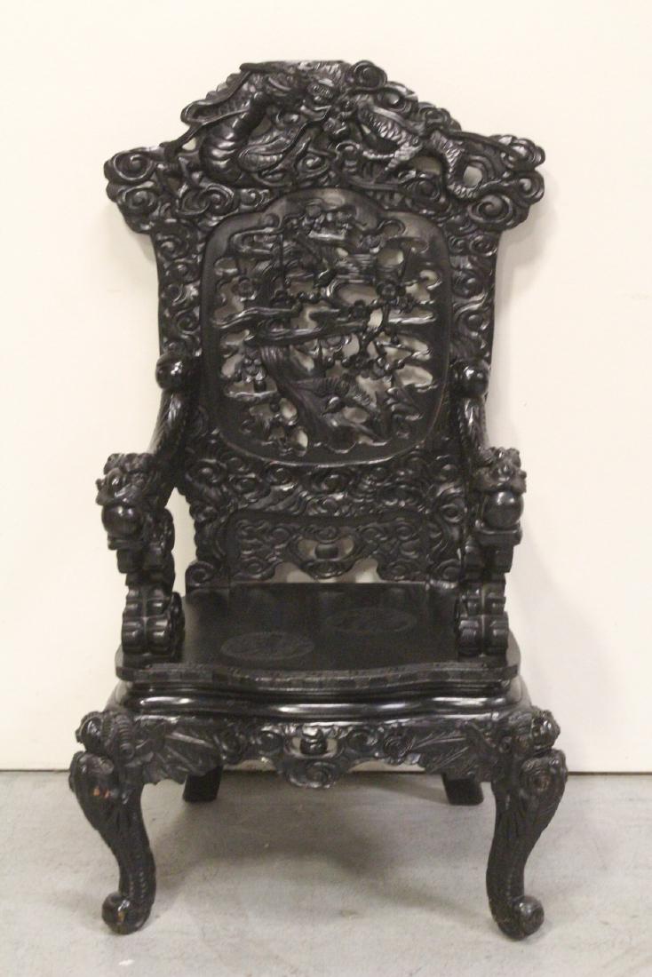 Chinese hard wood high back dragon chair (1 of 10)