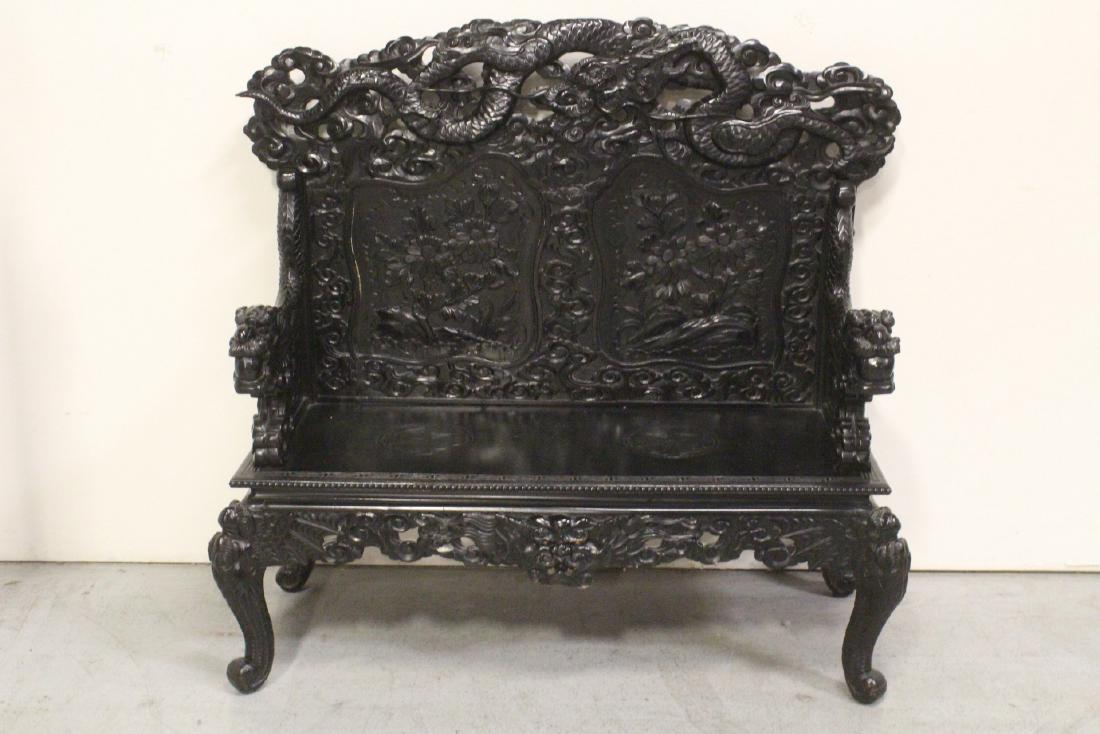 Chinese hard wood rosewood carved bench (1 of 10)