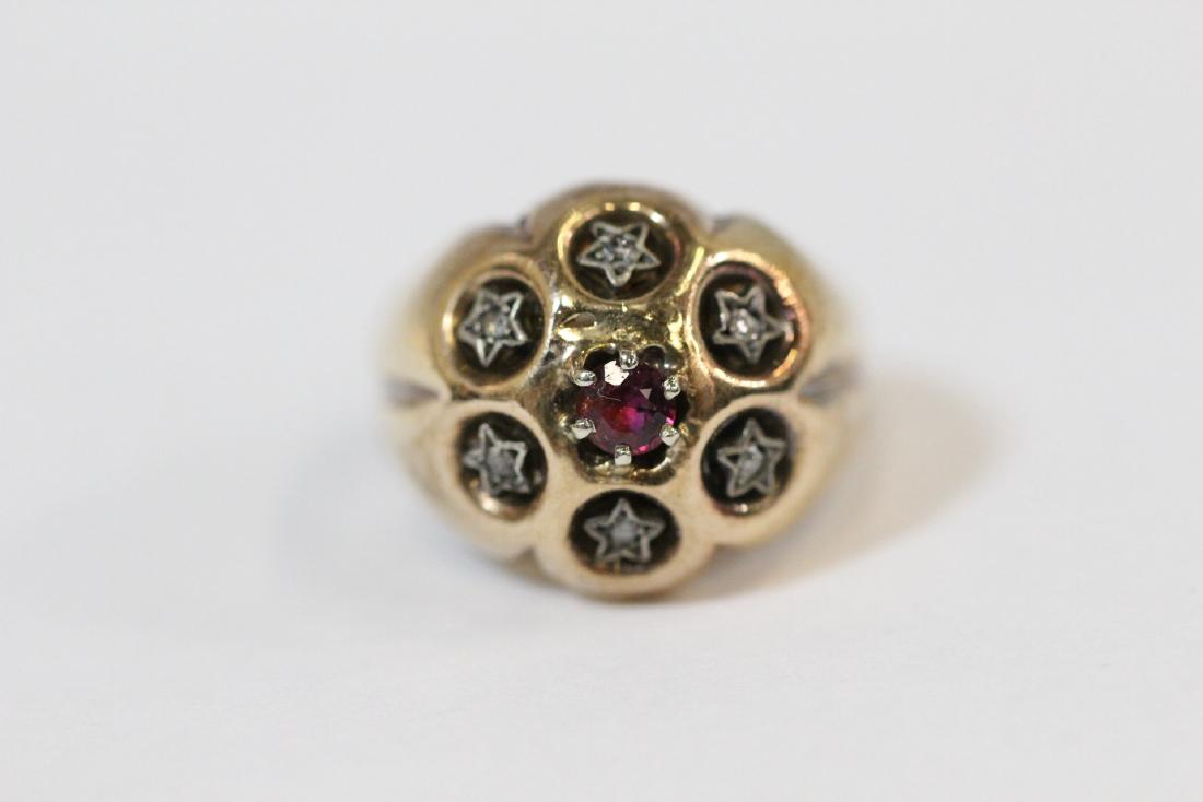 Victorian 18K rose gold ruby diamond ring (1 of 9)