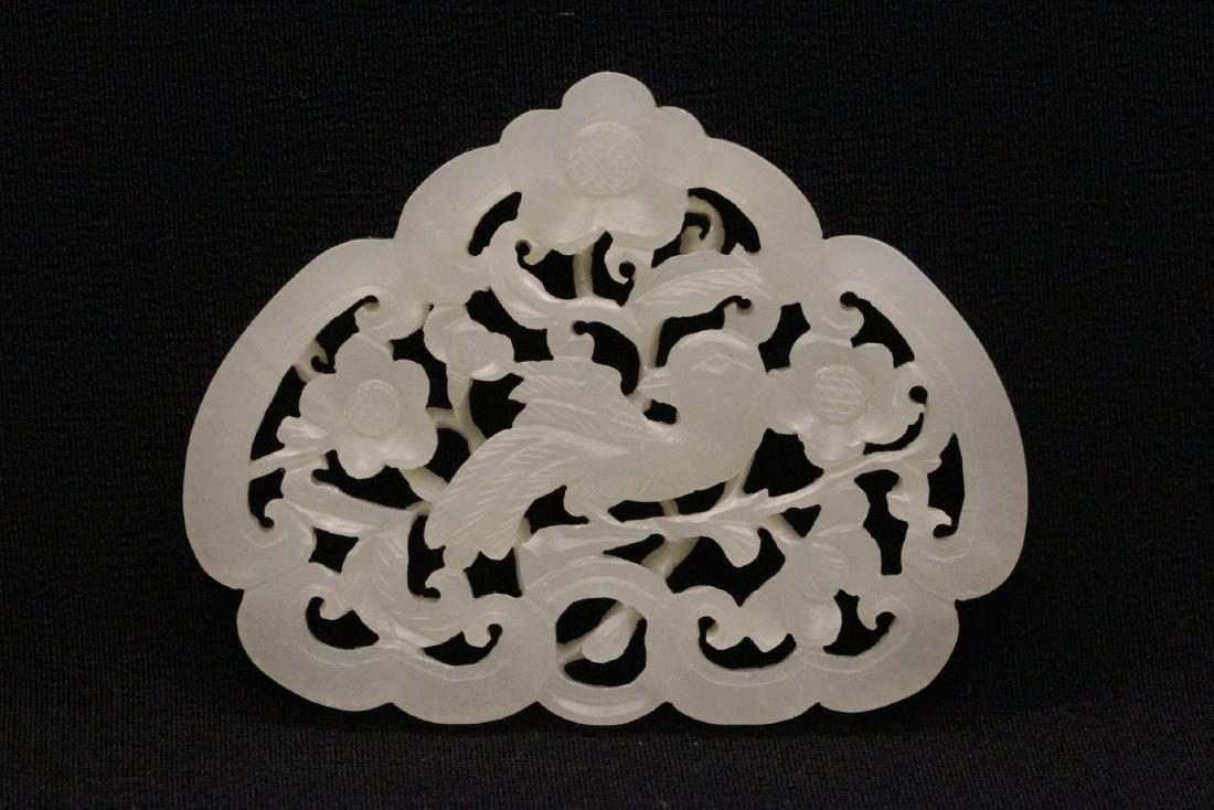 Chinese hetian white jade carved plaque (1 of 8)