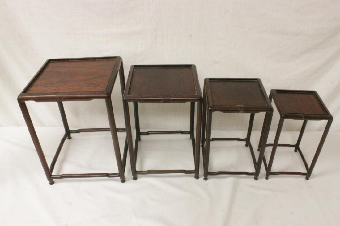 Set of 4 Chinese rosewood pedestal tables (1 of 9)