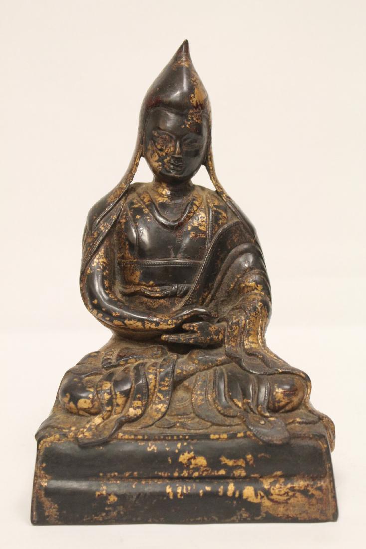 Chinese gilt bronze sculpture of seated monk (1 of 10)