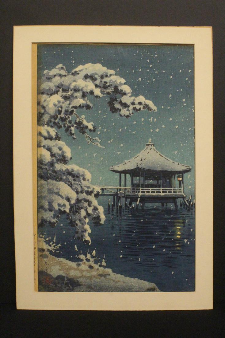 Japanese w/b print by Koitsu Tsuchiya, dated 1934: Japanese contemporary woodblock print by Koitsu Tsuchiya, dated 1934, 13.9"x9"