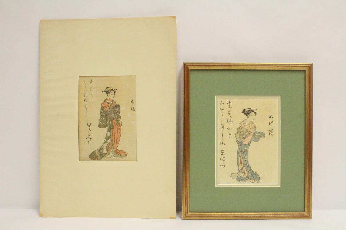 2 antique w/b prints by Suzuki Harunobu w/ certificate (1 of 10)