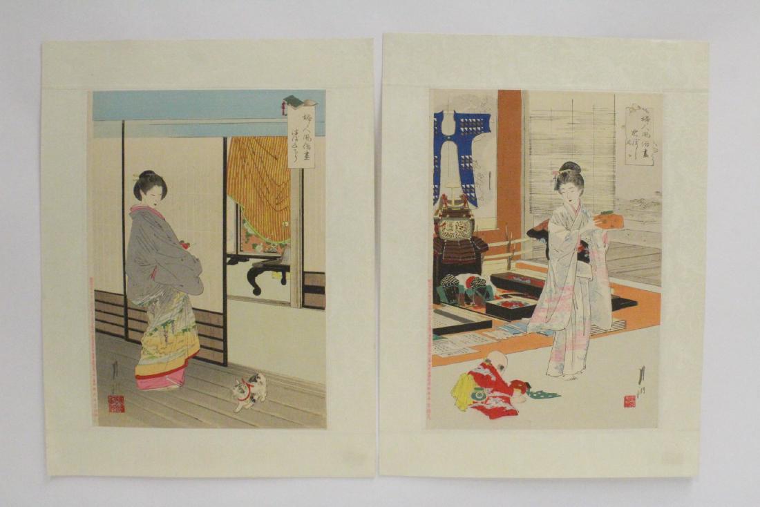 2 Japanese antique woodblock prints: 2 Japanese antique woodblock prints published on the 31st year of Meiji (1898), 12.9"x8.7" each
