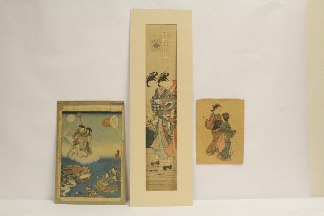 3 Japanese antique woodblock prints (one damage) (1 of 10)