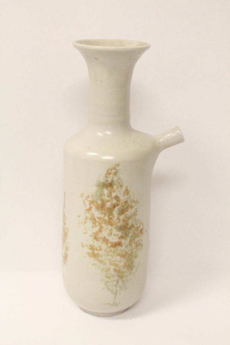 Japanese studio art porcelain wine bottle(?): Japanese studio art porcelain wine bottle(?), 11"Hx4.5"x3.3"
