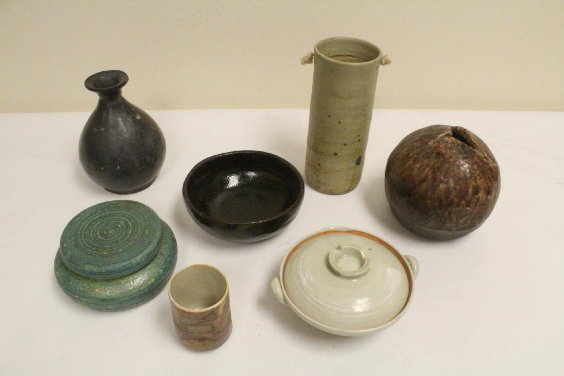 7 pieces Japanese studio art(?) pottery (1 of 10)