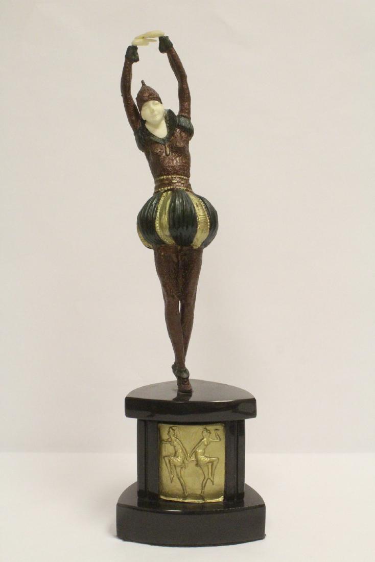 Painted bronze figure of dancer with marble base (1 of 10)