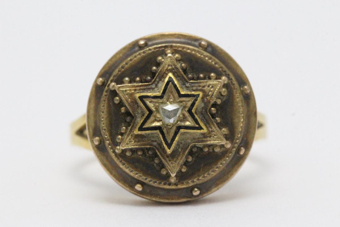 Victorian 14K rose gold enamel diamond ring (1 of 9)