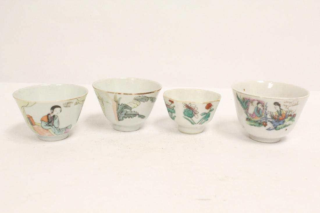 4 Chinese famille rose porcelain tea cups (1 of 10)