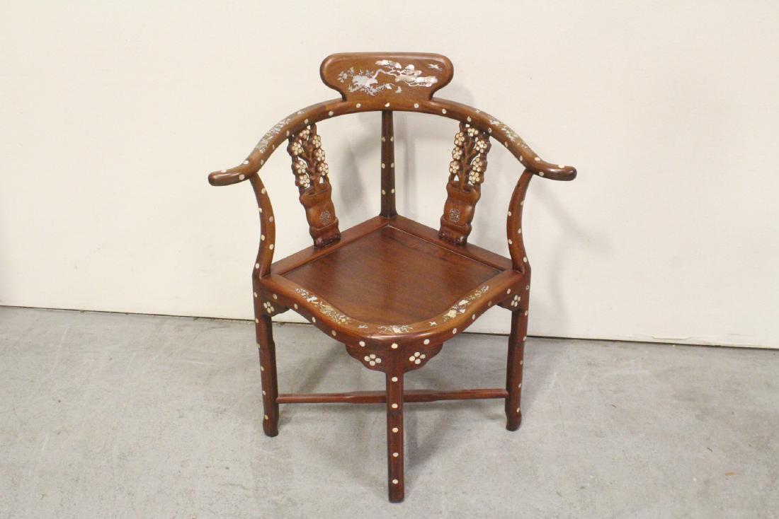 Chinese rosewood corner chair: Chinese rosewood corner chair, 32.7"Hx28.75"x21.75"