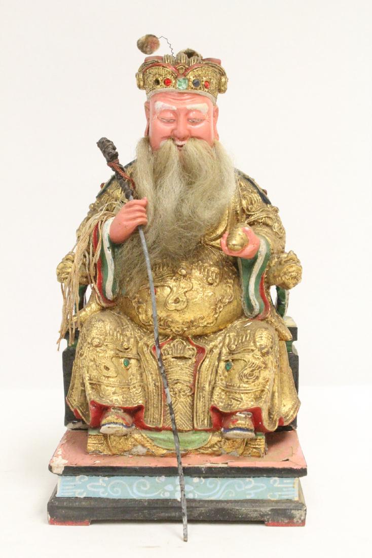 Chinese vintage painted Daoism god: Chinese vintage painted Daoism god, 10.75"H