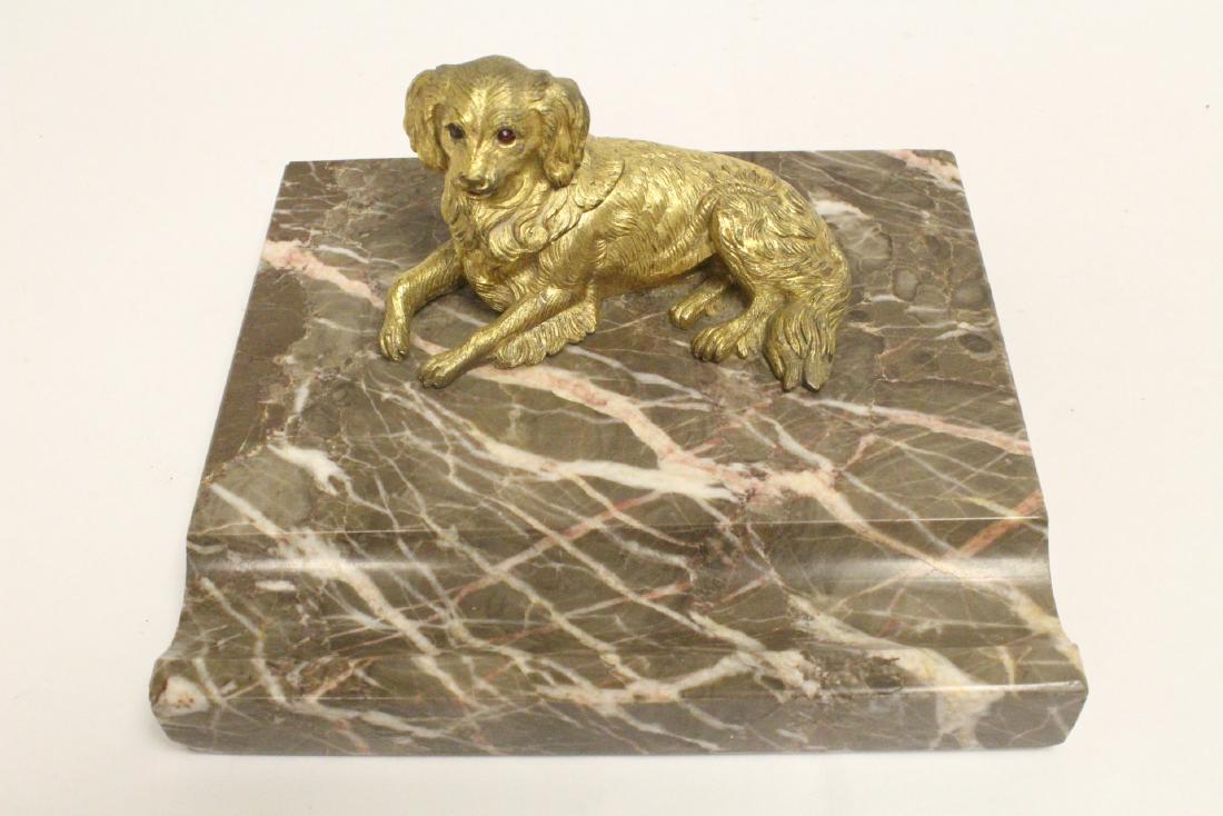 Antique French marble pen holder w/ bronze inkwell (1 of 10)