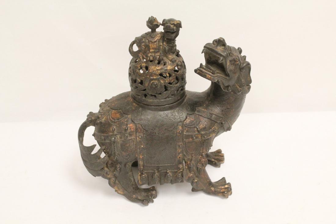 Very fancy Chinese large bronze censer in qilin motif (1 of 10)