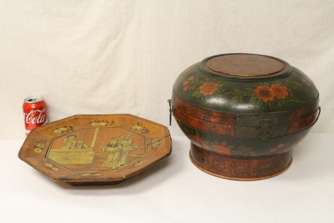 Chinese painted wood box and a painted wood plate (1 of 10)