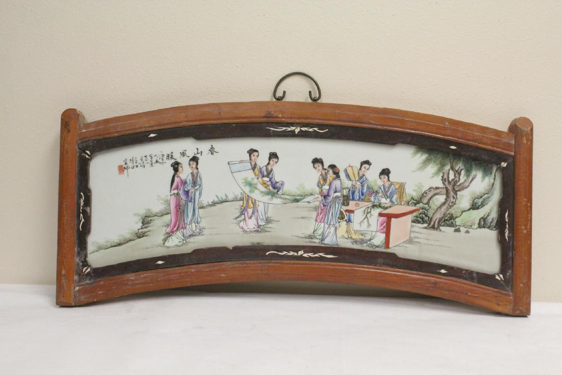 Framed Chinese hand painted porcelain plaque (1 of 10)
