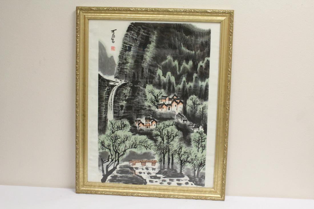 Framed w/c "mountain scene with house" (1 of 10)
