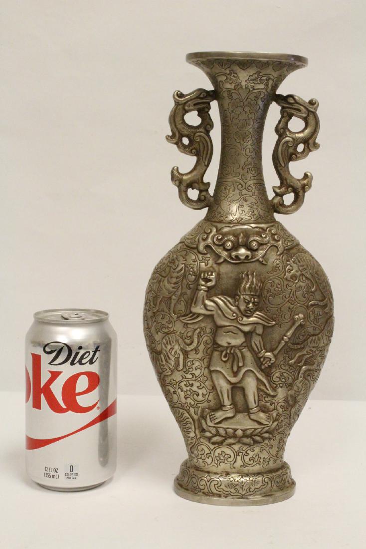 Silver on bronze depicting Daoism god: Silver on bronze depicting Daoism god, 11.9"Hx5.2"x2.6"