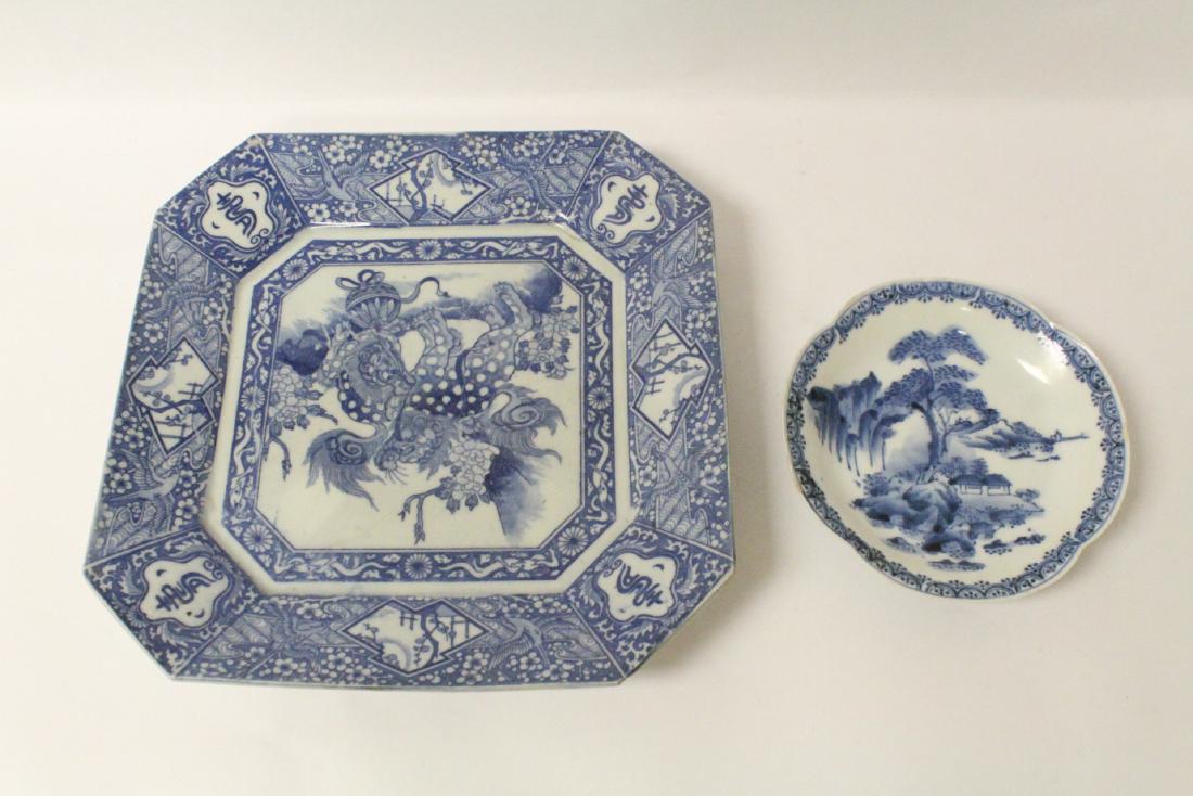 Antique b&w square plate, and a small b&w plate (1 of 10)