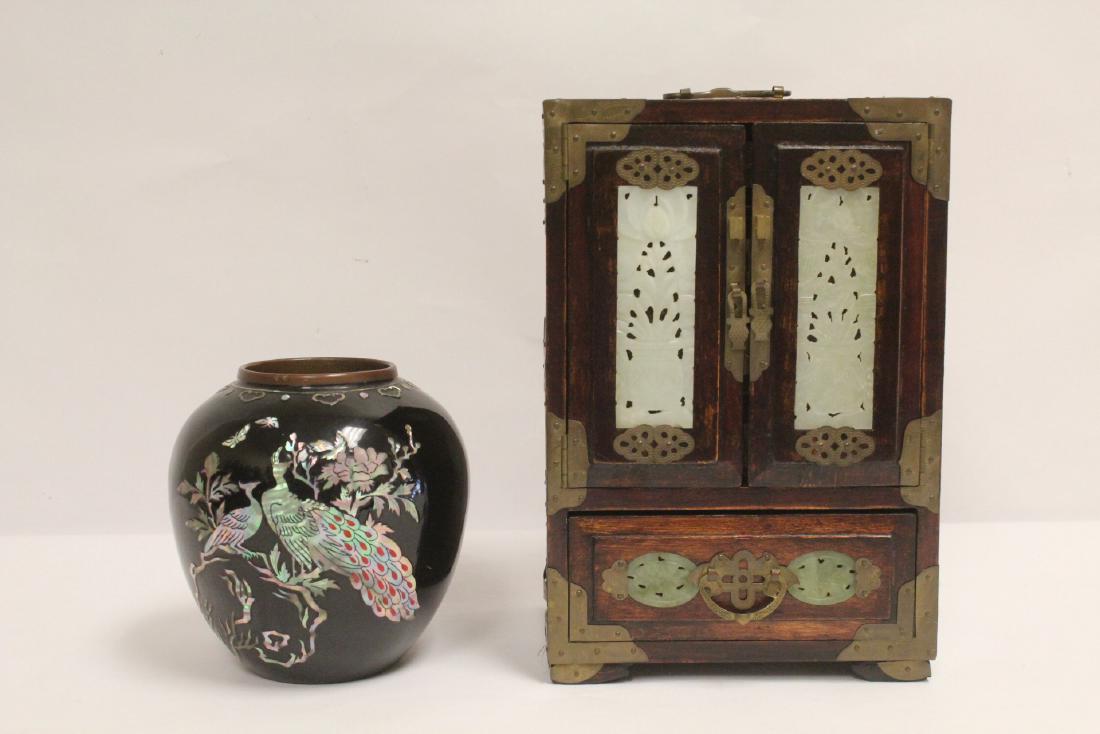 Chinese rosewood box & an enamel on bronze jar (1 of 10)