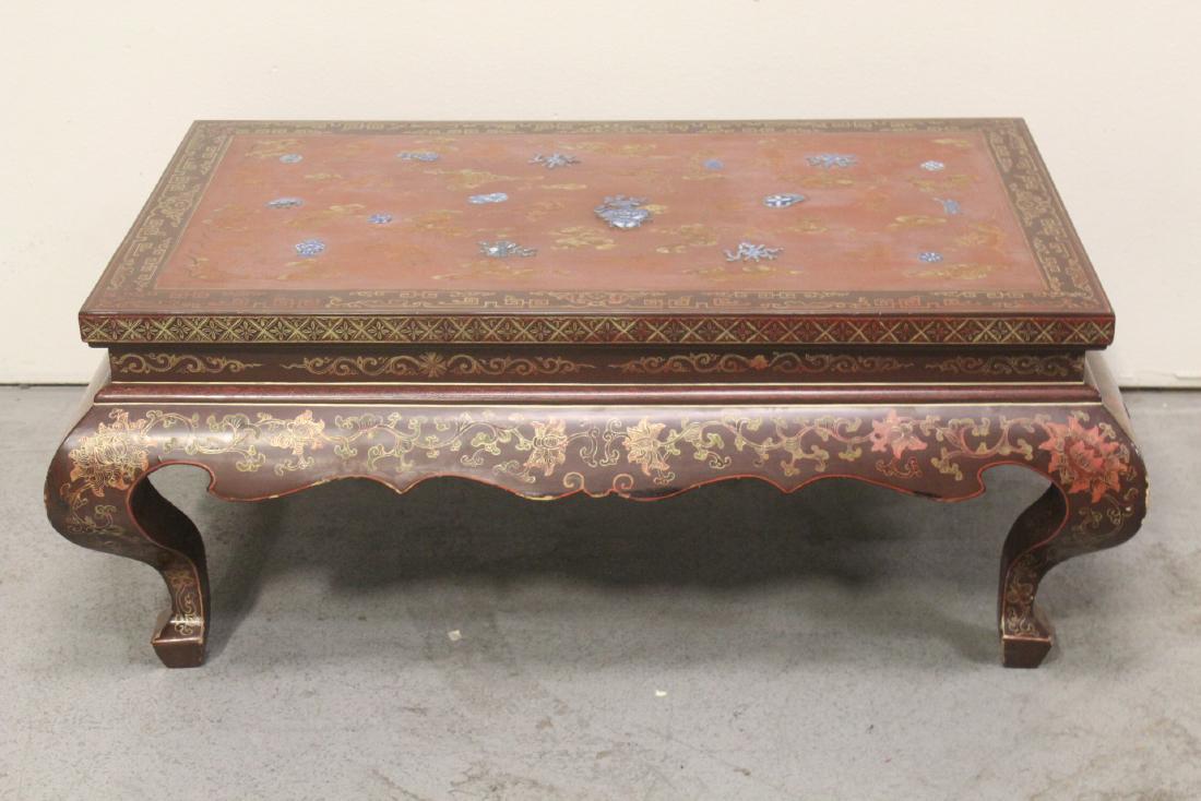 Chinese lacquer low table with enamel decoration (1 of 10)