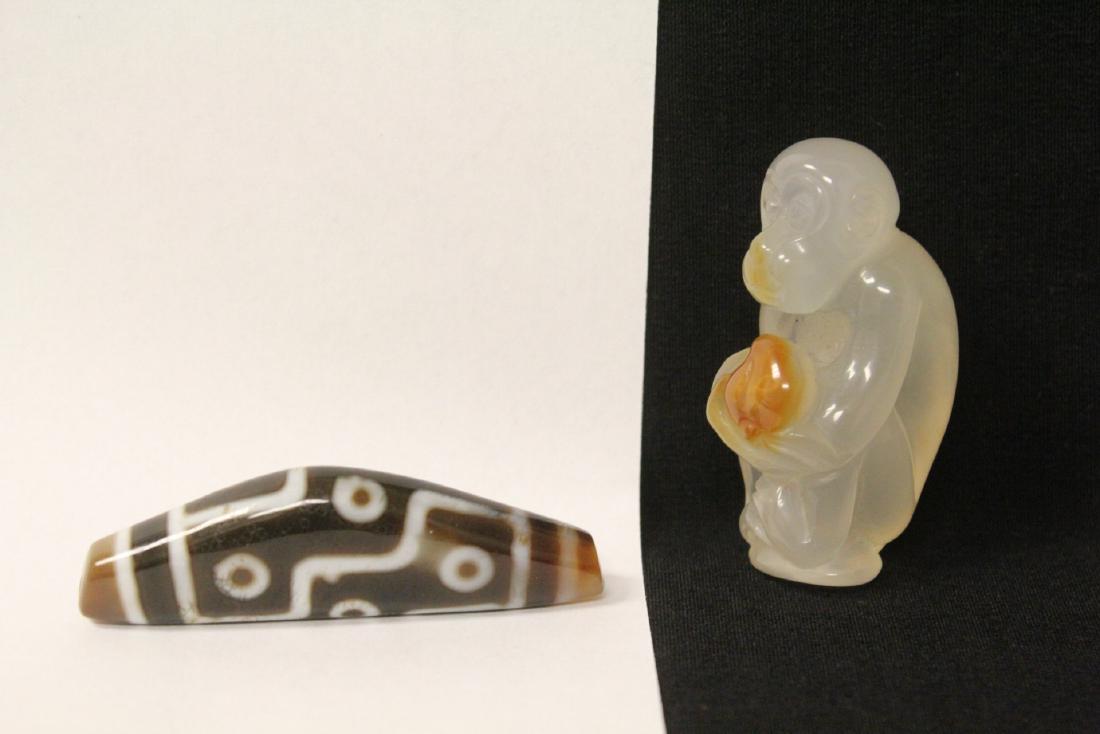 Agate carved monkey and dzi bead style bead (1 of 9)