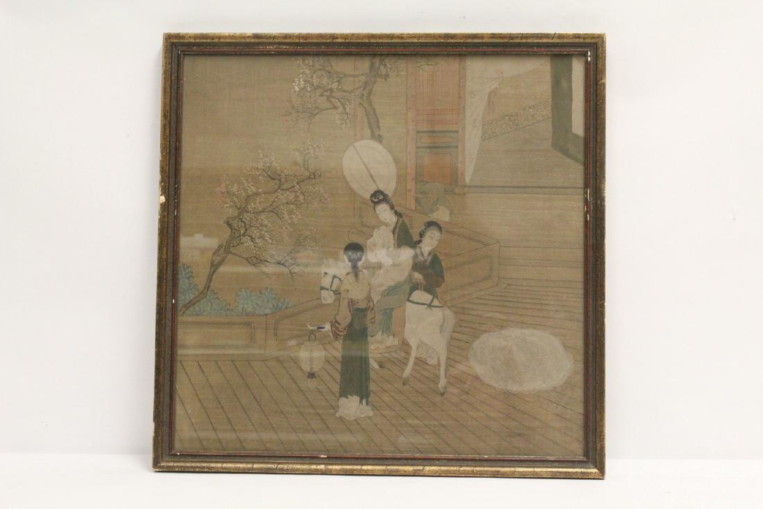 Chinese antique framed watercolor on silk panel (1 of 10)