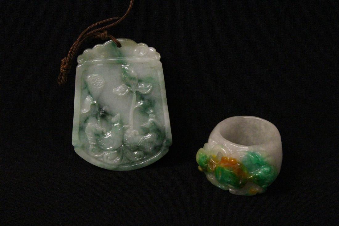 A jadeite bangle ring, and a jadeite plaque (1 of 10)