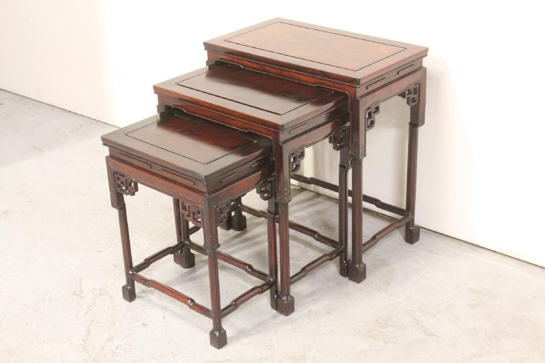 3 pieces Chinese rosewood stackable tables (1 of 10)