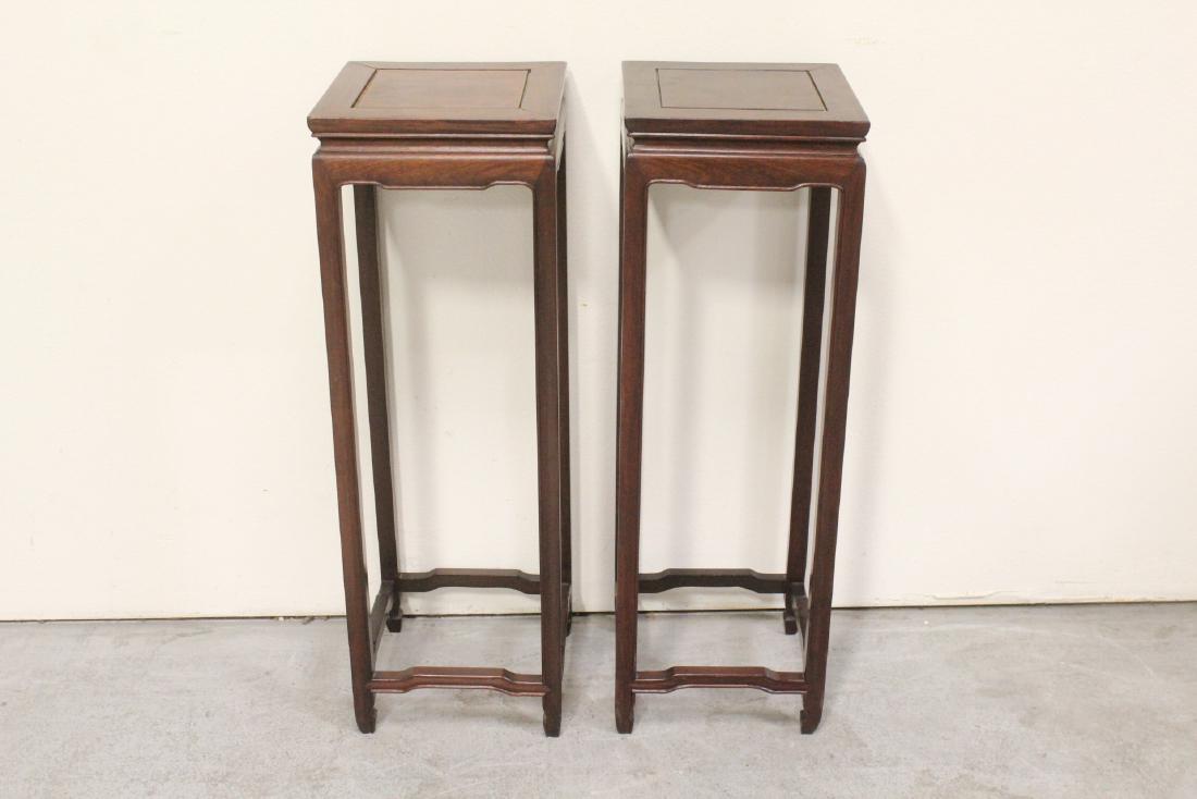Pair Chinese square rosewood pedestal tables (1 of 10)