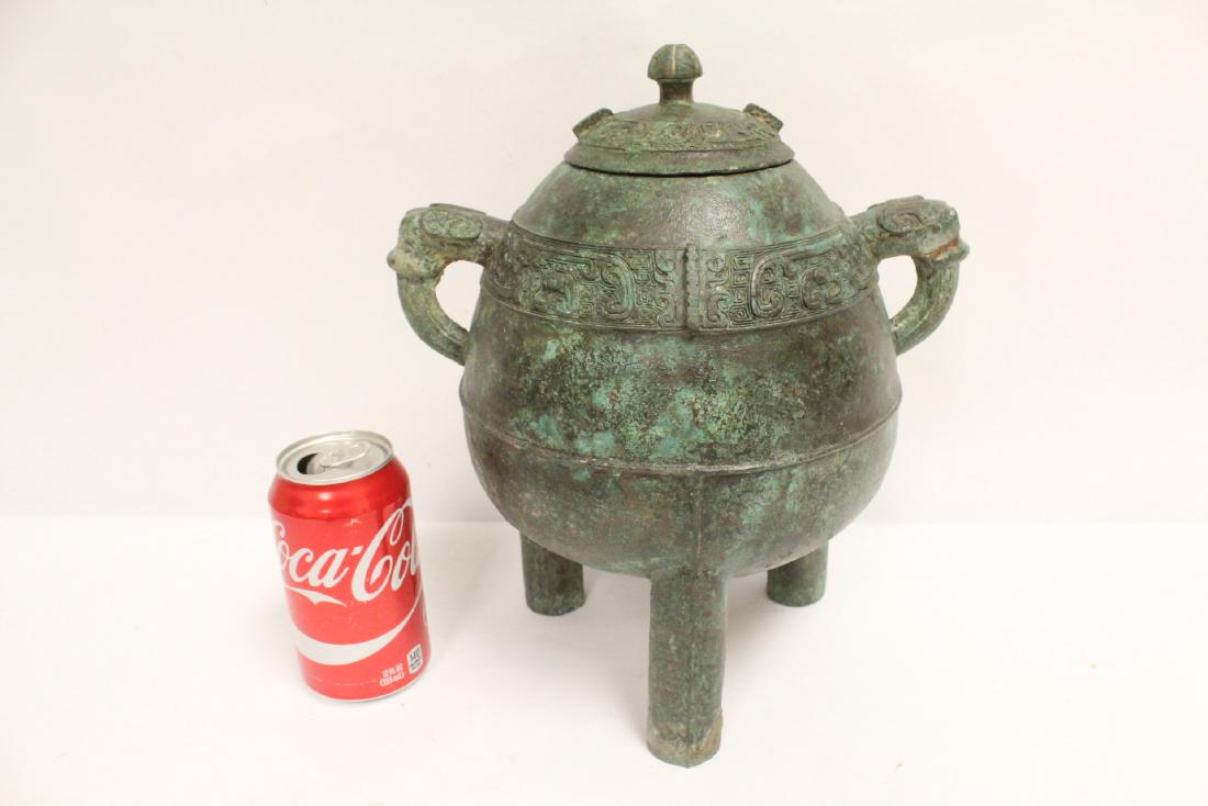 Chinese archaic style bronze covered ding (1 of 10)
