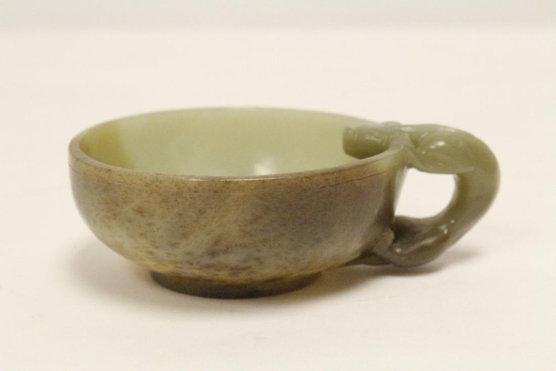 Chinese jade carved cup with qilin motif handle (1 of 10)