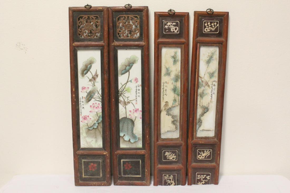 4 Chinese framed hand painted porcelain plaques (1 of 10)