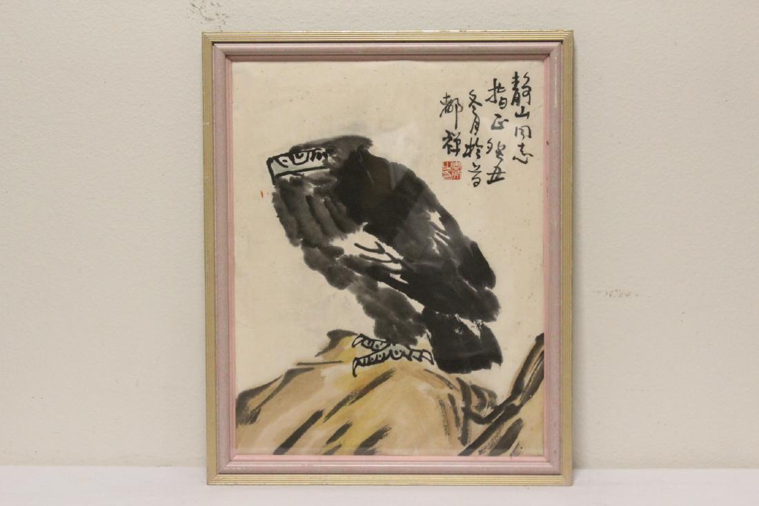 Chinese framed watercolor "eagle" (1 of 10)