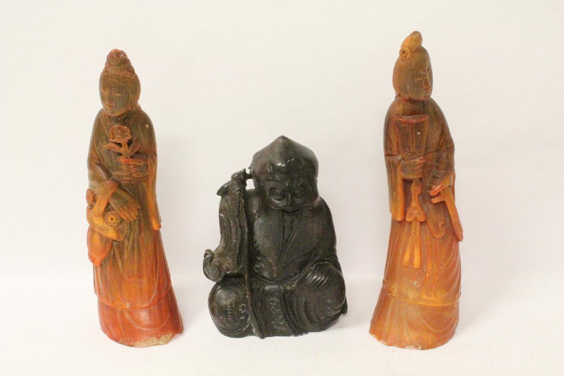 2 Chinese horn figures and a shoushan stone  figure (1 of 10)