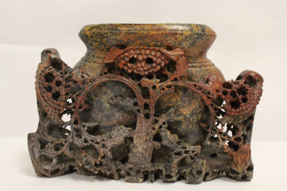 Chinese shoushan stone carved vase (1 of 10)