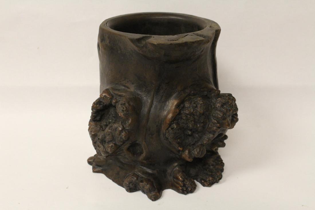 Very unusual Chinese root wood carved brush holder (1 of 10)