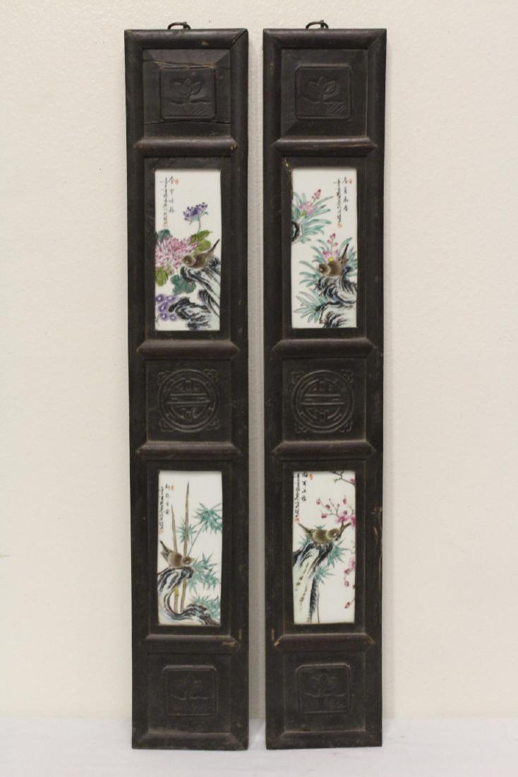 Pair Chinese early 20th c. framed porcelain plaques (1 of 10)