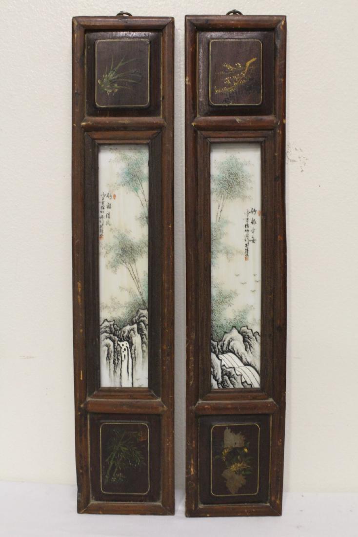 Pair Chinese early 20th c. framed porcelain plaques (1 of 10)
