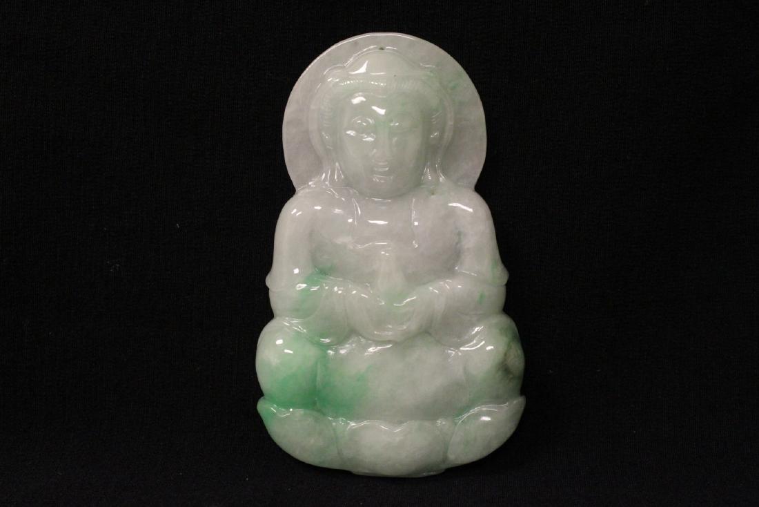 Unusually lg Chinese apple green jadeite pendant (1 of 9)