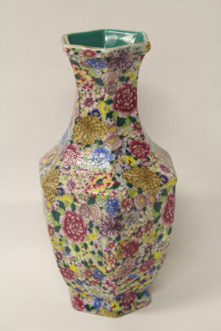 Chinese famille rose porcelain hexagonal vase (1 of 8)