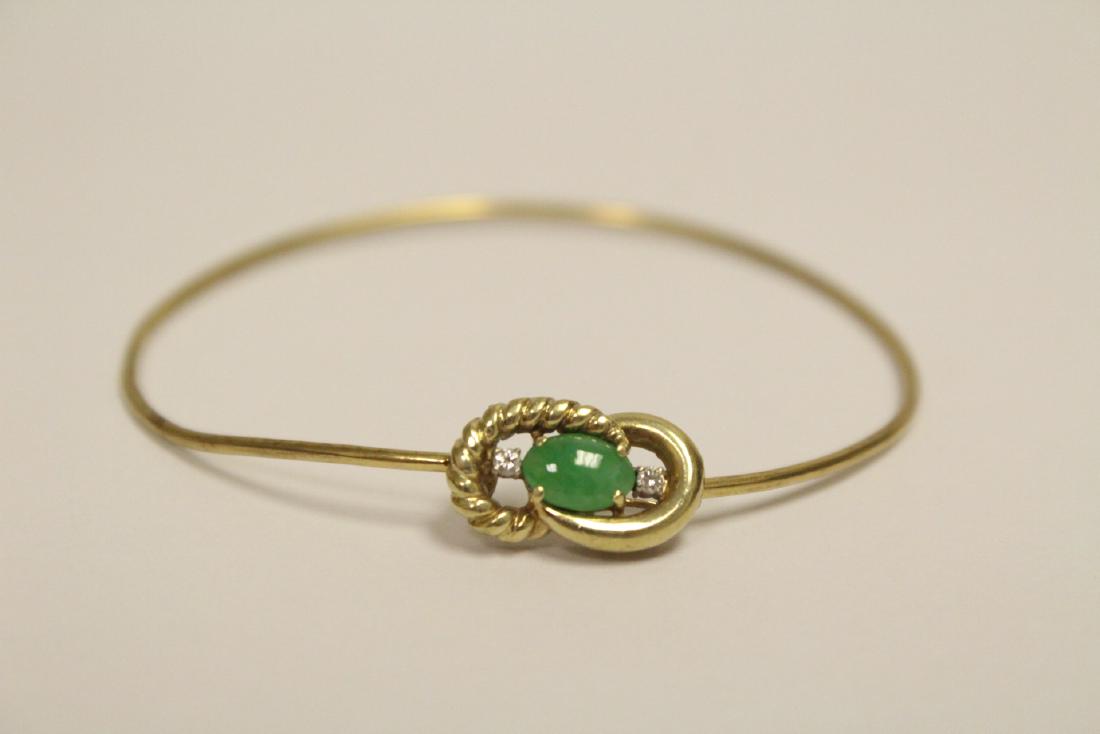 14K jadeite diamond bangle bracelet (1 of 10)